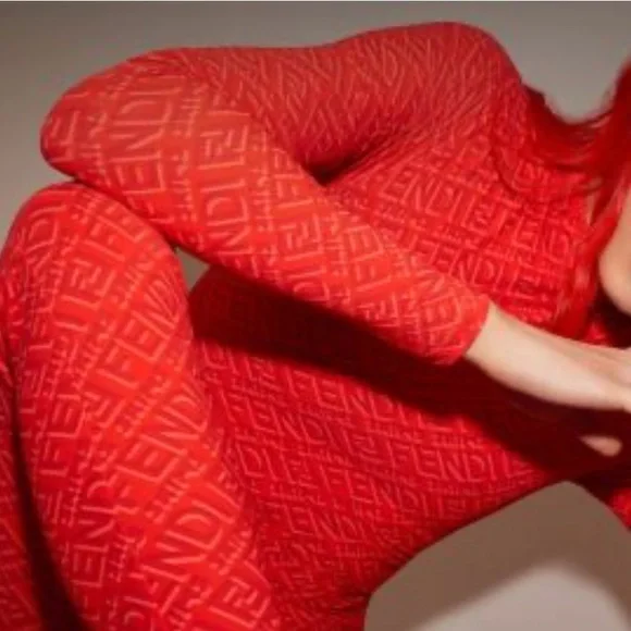 🆕FENDI X SKIMS GEORGIA CREWNECK FULL ONSIE LONG-SLEEVE LEGGING JUMPSUIT ROMPER - Picture 4 of 16